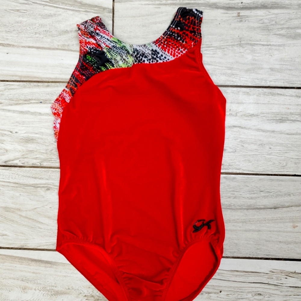 GK ELITE Gymnastics Dance Leotard Adult Small Christmas Red Velour ASFrom a sm